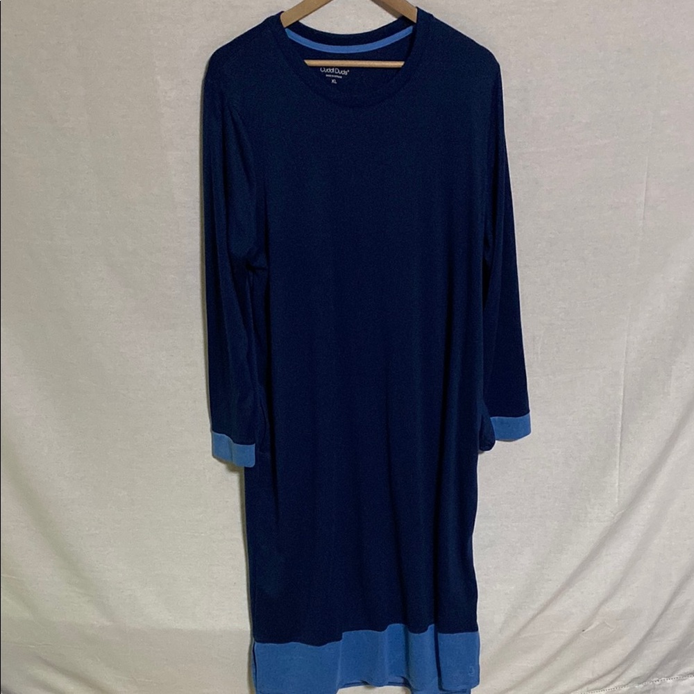 Cuddl Duds Navy and Light Blue Pajama Gown Good Condition